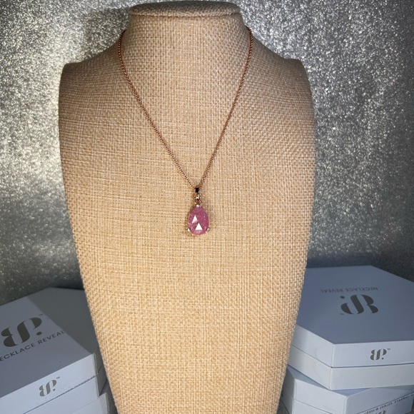 Bomb Party Lab Created Pink Ice Crystal on Rose Gold Plating Necklace New - Picture 6 of 8